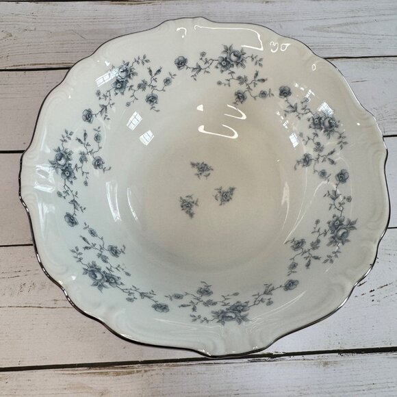 Johann Haviland Blue Garland 8" Vegetable Serving Bowl Germany Platinum Trim Vtg - Picture 5 of 10